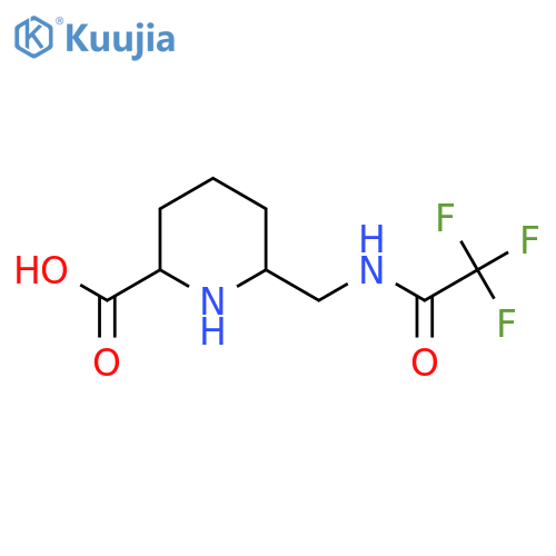 6-[(2,2,2-Trifluoroacetamido)methyl]piperidine-2-carboxylic acid structure
