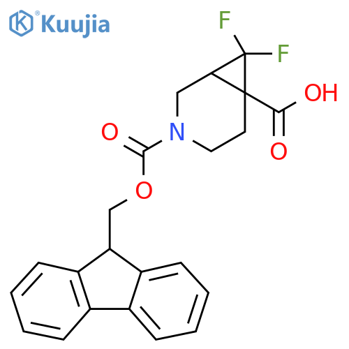 3-{[(9H-fluoren-9-yl)methoxy]carbonyl}-7,7-difluoro-3-azabicyclo[4.1.0]heptane-6-carboxylic acid structure