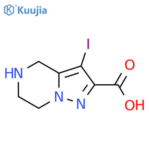 3-iodo-4H,5H,6H,7H-pyrazolo[1,5-a]pyrazine-2-carboxylic acid structure
