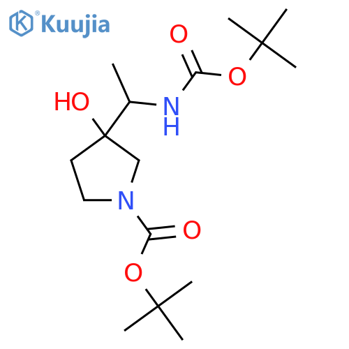 Tert-butyl 3-(1-{[(tert-butoxy)carbonyl]amino}ethyl)-3-hydroxypyrrolidine-1-carboxylate structure