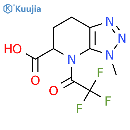 3-methyl-4-(2,2,2-trifluoroacetyl)-3H,4H,5H,6H,7H-[1,2,3]triazolo[4,5-b]pyridine-5-carboxylic acid structure