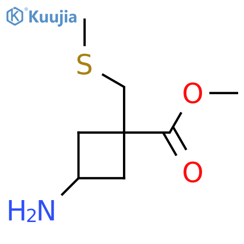 Methyl 3-amino-1-[(methylsulfanyl)methyl]cyclobutane-1-carboxylate structure