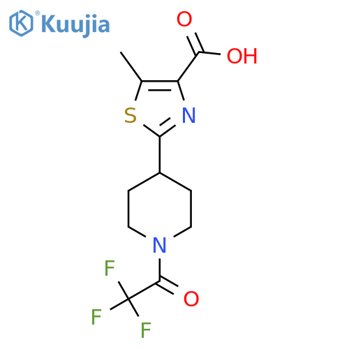 5-Methyl-2-[1-(2,2,2-trifluoroacetyl)piperidin-4-yl]-1,3-thiazole-4-carboxylic acid structure