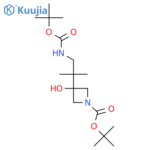 Tert-butyl 3-(1-{[(tert-butoxy)carbonyl]amino}-2-methylpropan-2-yl)-3-hydroxyazetidine-1-carboxylate structure