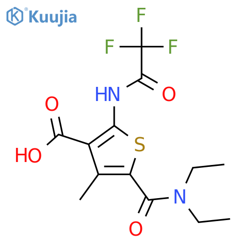 5-(Diethylcarbamoyl)-4-methyl-2-(2,2,2-trifluoroacetamido)thiophene-3-carboxylic acid structure