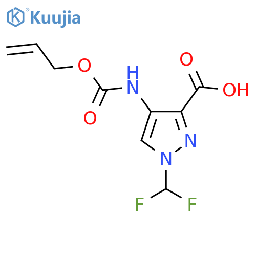 1-(difluoromethyl)-4-{[(prop-2-en-1-yloxy)carbonyl]amino}-1H-pyrazole-3-carboxylic acid structure