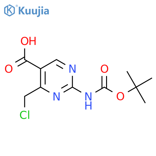 2-{[(Tert-butoxy)carbonyl]amino}-4-(chloromethyl)pyrimidine-5-carboxylic acid structure