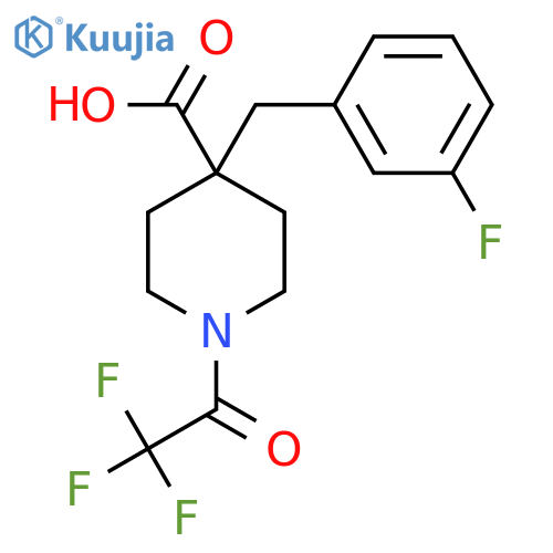 4-[(3-Fluorophenyl)methyl]-1-(2,2,2-trifluoroacetyl)piperidine-4-carboxylic acid structure