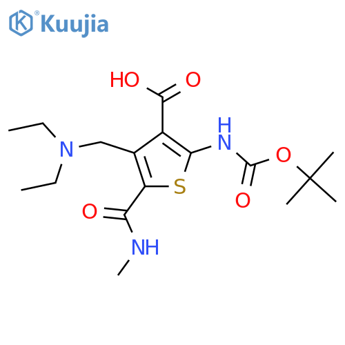 2-{(tert-butoxy)carbonylamino}-4-(diethylamino)methyl-5-(methylcarbamoyl)thiophene-3-carboxylic acid structure