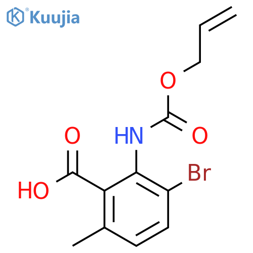 3-Bromo-6-methyl-2-{[(prop-2-en-1-yloxy)carbonyl]amino}benzoic acid structure