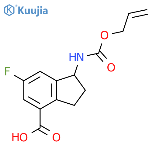 6-fluoro-1-{[(prop-2-en-1-yloxy)carbonyl]amino}-2,3-dihydro-1H-indene-4-carboxylic acid structure