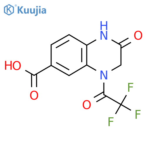 2-Oxo-4-(2,2,2-trifluoroacetyl)-1,2,3,4-tetrahydroquinoxaline-6-carboxylic acid structure