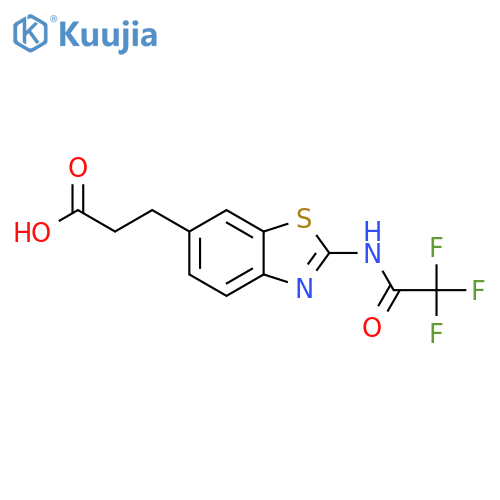 3-[2-(2,2,2-Trifluoroacetamido)-1,3-benzothiazol-6-yl]propanoic acid structure