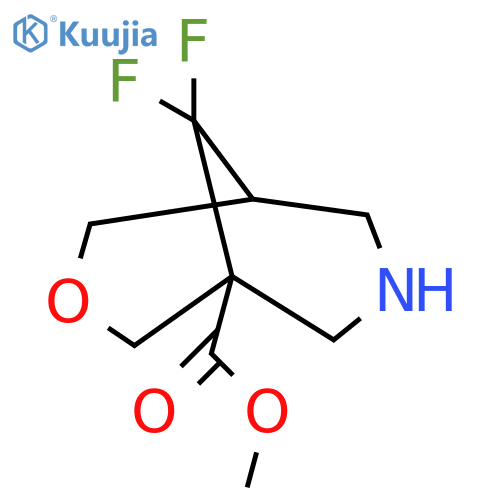 Methyl 9,9-difluoro-3-oxa-7-azabicyclo[3.3.1]nonane-1-carboxylate structure