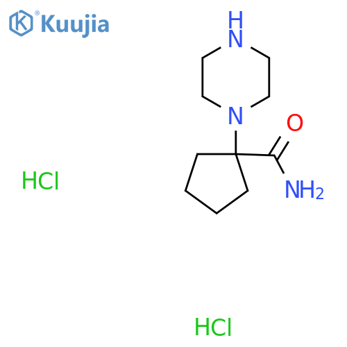 1-(Piperazin-1-yl)cyclopentane-1-carboxamide dihydrochloride structure