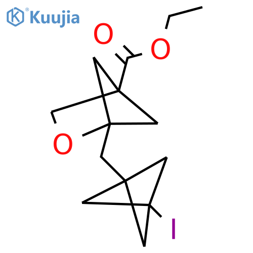 Ethyl 1-((3-iodobicyclo[1.1.1]pentan-1-yl)methyl)-2-oxabicyclo[2.1.1]hexane-4-carboxylate structure