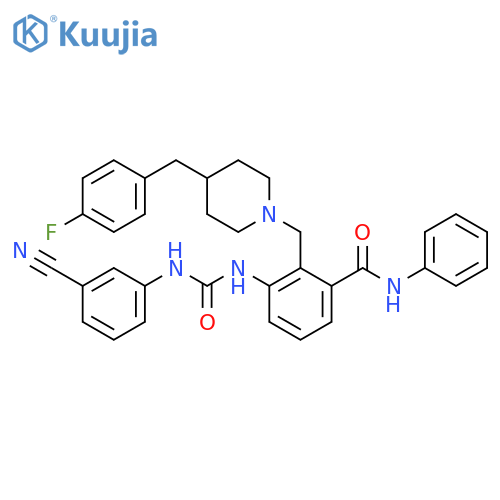 Benzamide,3-[[[(3-cyanophenyl)amino]carbonyl]amino]-2-[[4-[(4-fluorophenyl)methyl]-1-piperidinyl]methyl]-N-phenyl- structure