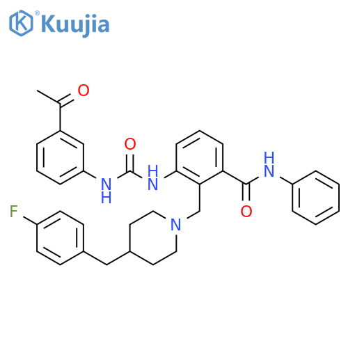 Benzamide,3-[[[(3-acetylphenyl)amino]carbonyl]amino]-2-[[4-[(4-fluorophenyl)methyl]-1-piperidinyl]methyl]-N-phenyl- structure