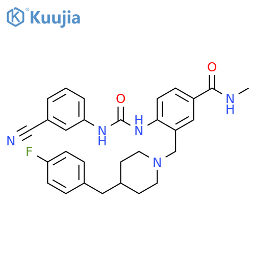 Benzamide,4-[[[(3-cyanophenyl)amino]carbonyl]amino]-3-[[4-[(4-fluorophenyl)methyl]-1-piperidinyl]methyl]-N-methyl- structure