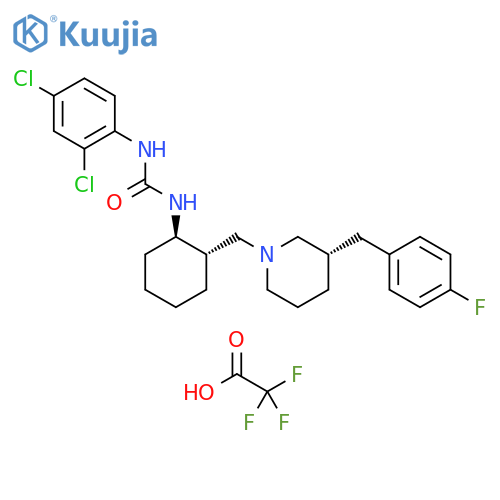 Urea, N-(2,4-dichlorophenyl)-N'-[(1R,2S)-2-[[(3S)-3-[(4-fluorophenyl)methyl]-1-piperidinyl]methyl]cyclohexyl]-, 2,2,2-trifluoroacetate (1:1) structure