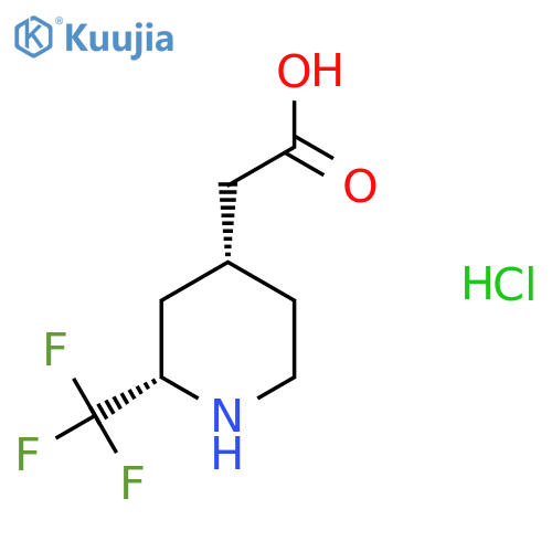 rac-2-[(2R,4S)-2-(trifluoromethyl)piperidin-4-yl]acetic acid hydrochloride structure