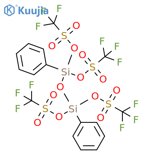 Methanesulfonic acid, 1,1,1-trifluoro-, 1,1',1'',1'''-(1,3-diphenyl-1,3-disiloxanediylidene) ester structure