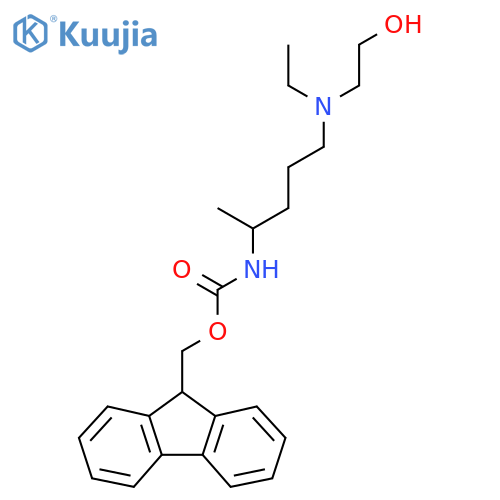 (9H-fluoren-9-yl)methyl N-{5-[ethyl(2-hydroxyethyl)amino]pentan-2-yl}carbamate structure