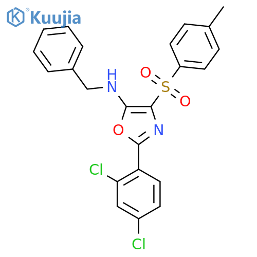 N-benzyl-2-(2,4-dichlorophenyl)-4-(4-methylbenzenesulfonyl)-1,3-oxazol-5-amine structure