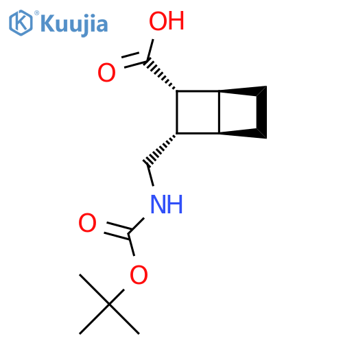 rac-(1R,2S,3R,4S)-3-({[(tert-butoxy)carbonyl]amino}methyl)bicyclo[2.2.0]hexane-2-carboxylic acid structure