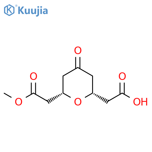 rac-2-[(2R,6S)-6-(2-methoxy-2-oxoethyl)-4-oxooxan-2-yl]acetic acid structure