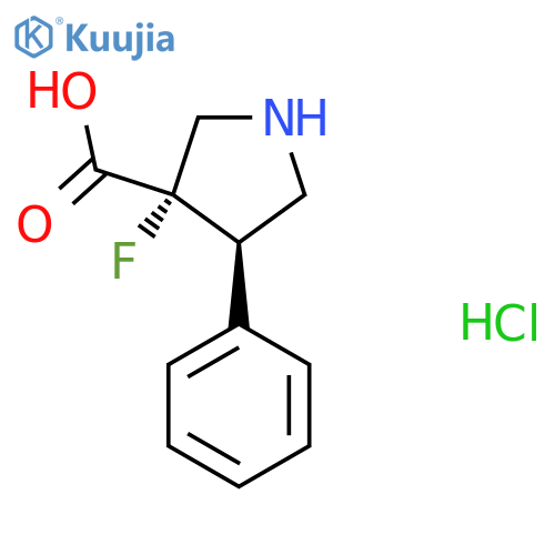 rac-(3R,4S)-3-fluoro-4-phenylpyrrolidine-3-carboxylic acid hydrochloride structure