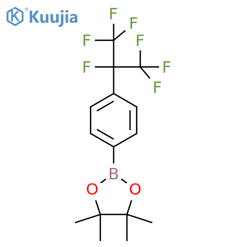 2-4-(1,1,1,2,3,3,3-heptafluoropropan-2-yl)phenyl-4,4,5,5-tetramethyl-1,3,2-dioxaborolane structure