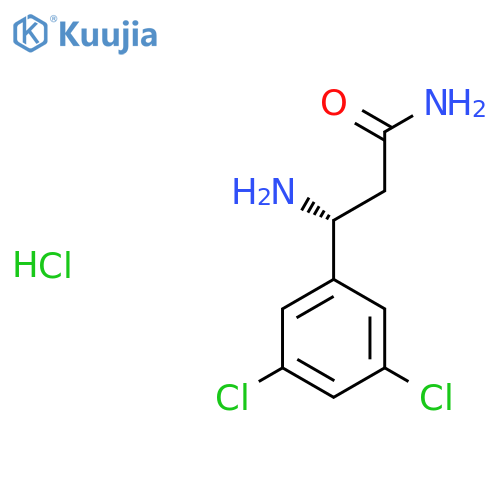 rel-(3R)-3-amino-3-(3,5-dichlorophenyl)propanamide hydrochloride structure