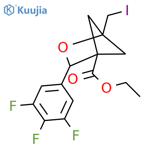 Ethyl 1-(iodomethyl)-3-(3,4,5-trifluorophenyl)-2-oxabicyclo[2.1.1]hexane-4-carboxylate structure