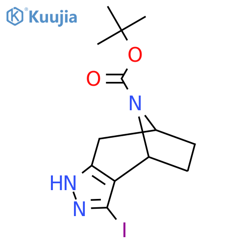1,1-Dimethylethyl 1,4,5,6,7,8-hexahydro-3-iodo-4,7-iminocycloheptapyrazole-9-carboxylate structure