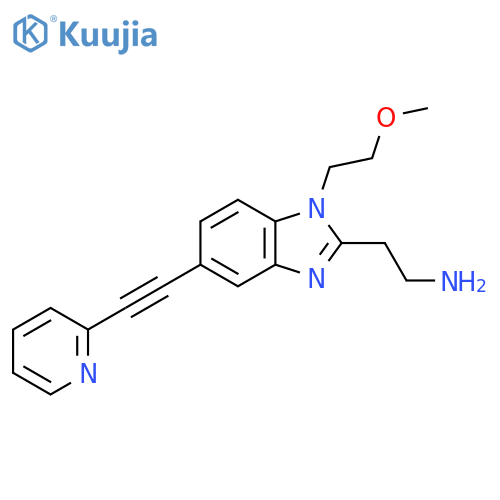 2-[1-(2-methoxyethyl)-5-[2-(pyridin-2-yl)ethynyl]-1H-1,3-benzodiazol-2-yl]ethan-1-amine structure