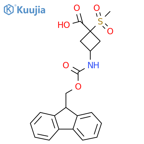 3-({[(9H-fluoren-9-yl)methoxy]carbonyl}amino)-1-methanesulfonylcyclobutane-1-carboxylic acid structure