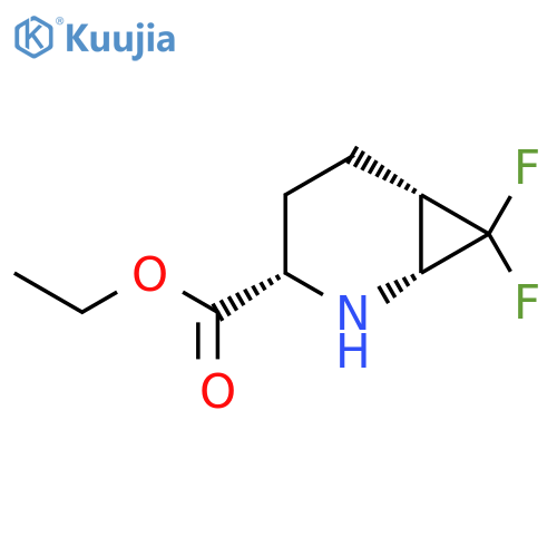ethyl (1R,3S,6S)-7,7-difluoro-2-azabicyclo[4.1.0]heptane-3-carboxylate structure