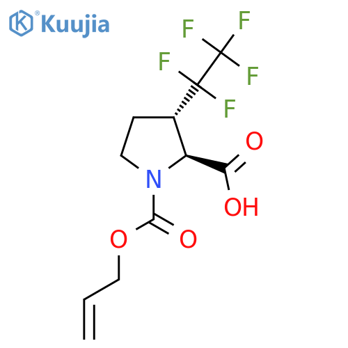 (2S,3S)-3-(1,1,2,2,2-pentafluoroethyl)-1-[(prop-2-en-1-yloxy)carbonyl]pyrrolidine-2-carboxylic acid structure