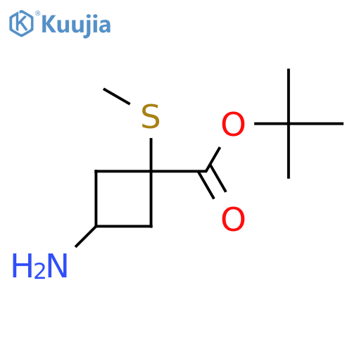 Tert-butyl 3-amino-1-(methylsulfanyl)cyclobutane-1-carboxylate structure