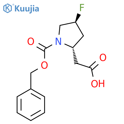 2-[(2S,4S)-1-[(benzyloxy)carbonyl]-4-fluoropyrrolidin-2-yl]acetic acid structure