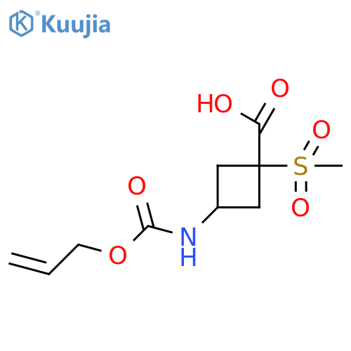 1-Methanesulfonyl-3-{[(prop-2-en-1-yloxy)carbonyl]amino}cyclobutane-1-carboxylic acid structure