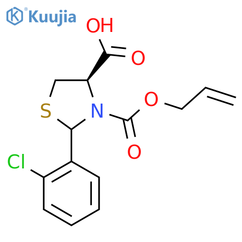 (4R)-2-(2-chlorophenyl)-3-[(prop-2-en-1-yloxy)carbonyl]-1,3-thiazolidine-4-carboxylic acid structure