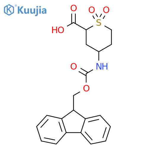 4-({(9H-fluoren-9-yl)methoxycarbonyl}amino)-1,1-dioxo-1lambda6-thiane-2-carboxylic acid structure