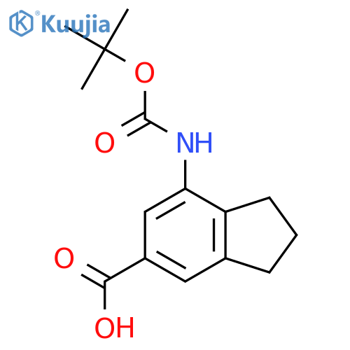 7-{[(tert-butoxy)carbonyl]amino}-2,3-dihydro-1H-indene-5-carboxylic acid structure