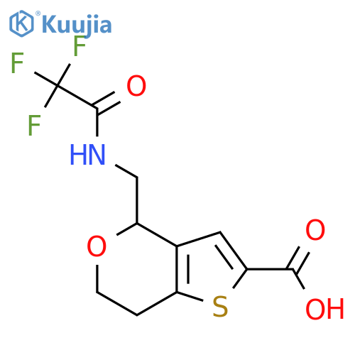 4-[(2,2,2-trifluoroacetamido)methyl]-4H,6H,7H-thieno[3,2-c]pyran-2-carboxylic acid structure