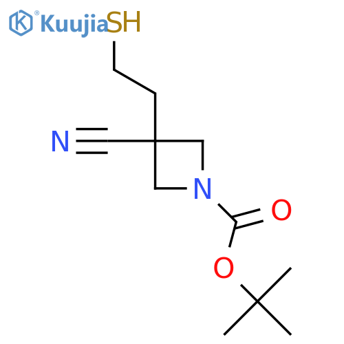 Tert-butyl 3-cyano-3-(2-sulfanylethyl)azetidine-1-carboxylate structure