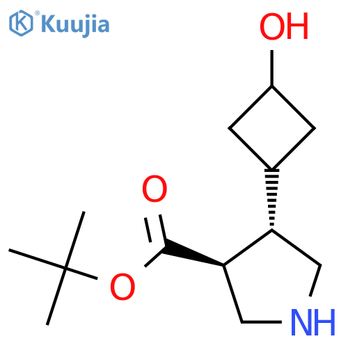 rac-tert-butyl (3R,4R)-4-[(1r,3S)-3-hydroxycyclobutyl]pyrrolidine-3-carboxylate structure