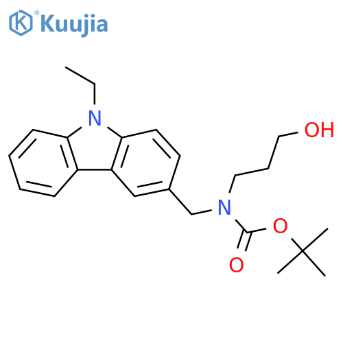 tert-butyl N-[(9-ethyl-9H-carbazol-3-yl)methyl]-N-(3-hydroxypropyl)carbamate structure