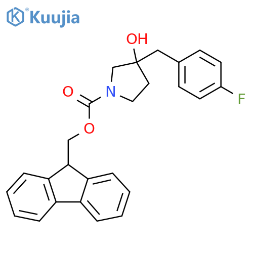 (9H-fluoren-9-yl)methyl 3-[(4-fluorophenyl)methyl]-3-hydroxypyrrolidine-1-carboxylate structure